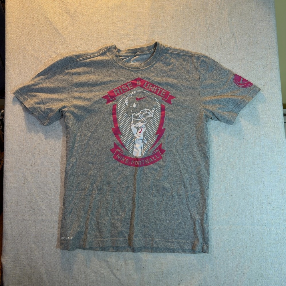 Nike Dri-Fit Football Rise Unite Graphic T-Shirt Heather Gray Men's Size Medium
